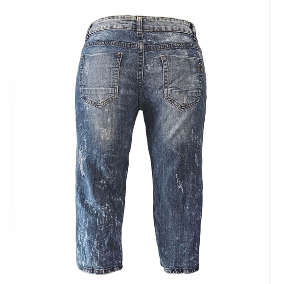 VIP Jeans Junior Size 5/6 Destroyed Acid Wash Skinny Lowrise Crop Jeans - Picture 3 of 6